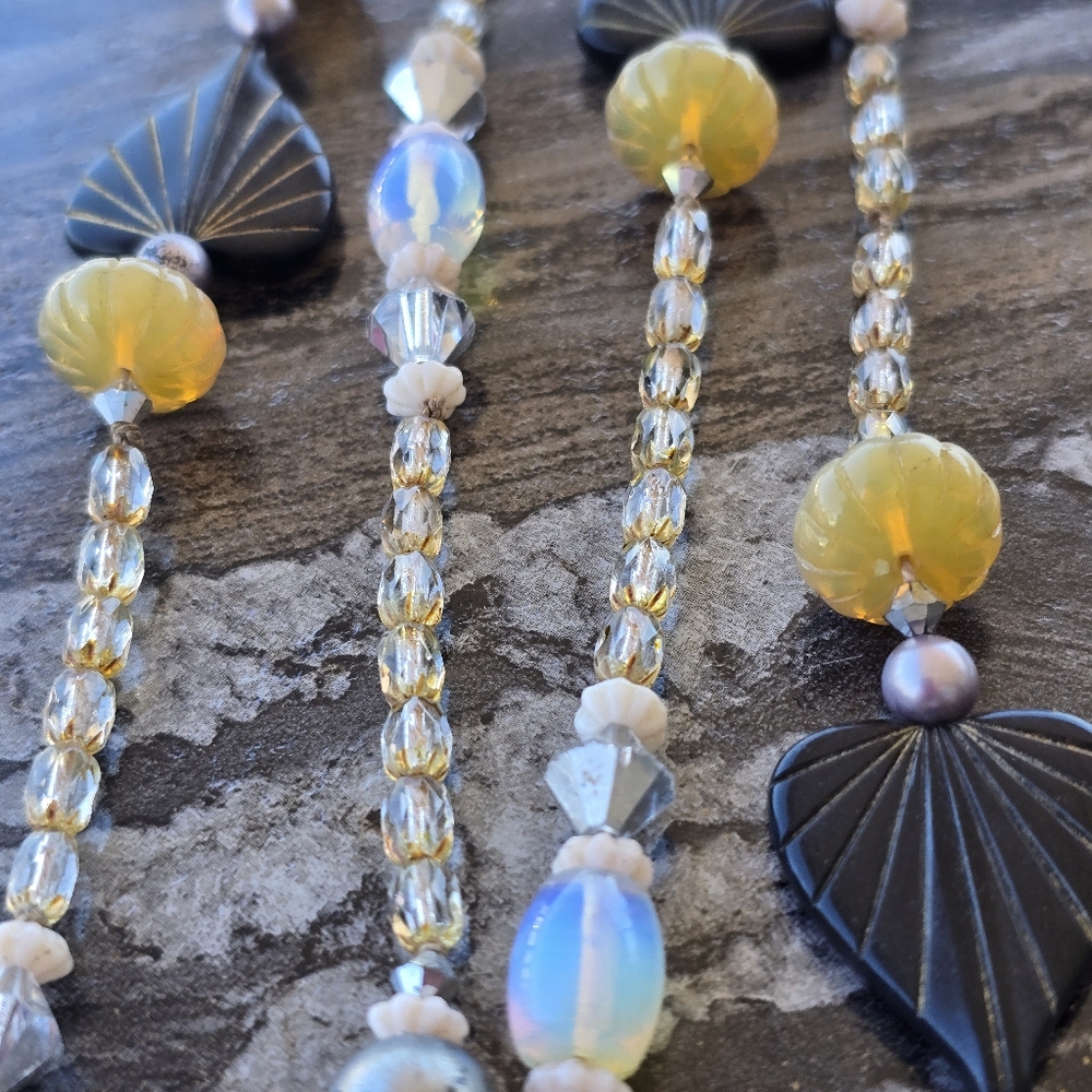 Tarina Tarintino Elegant Black Yellow, & Multicolored Estate 29" Beaded Necklace - Picture 8 of 13